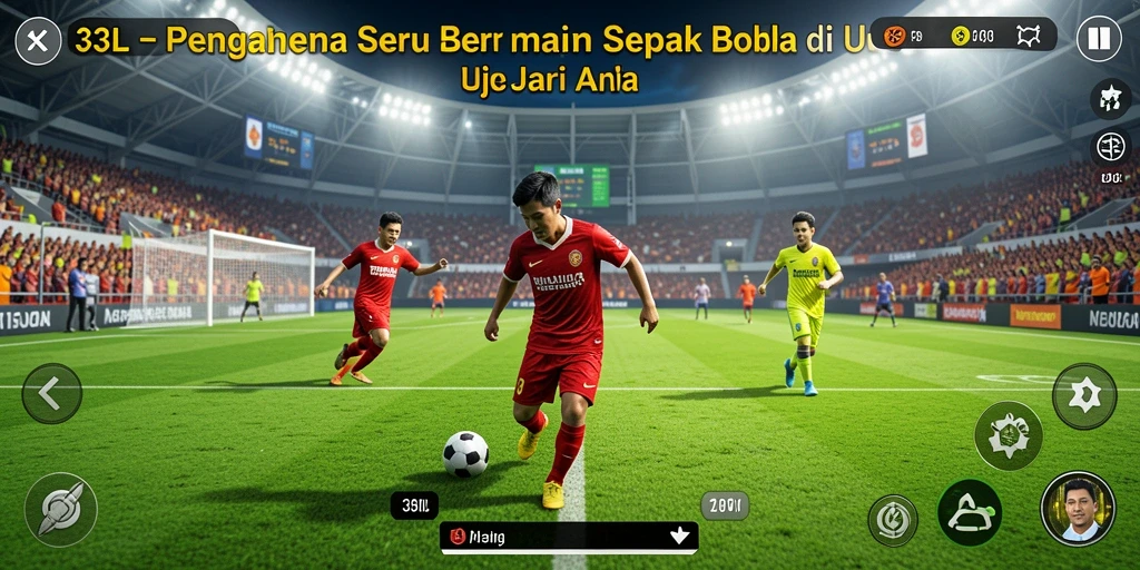 Tampilan gameplay seru di 33L dengan aksi sepak bola yang mendebarkan.