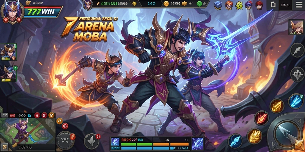 Tampilan permainan seru di arena MOBA 777WIN.