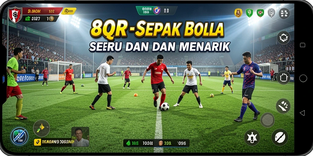 Tampilan gameplay 8QR yang menarik dengan aksi sepak bola seru.