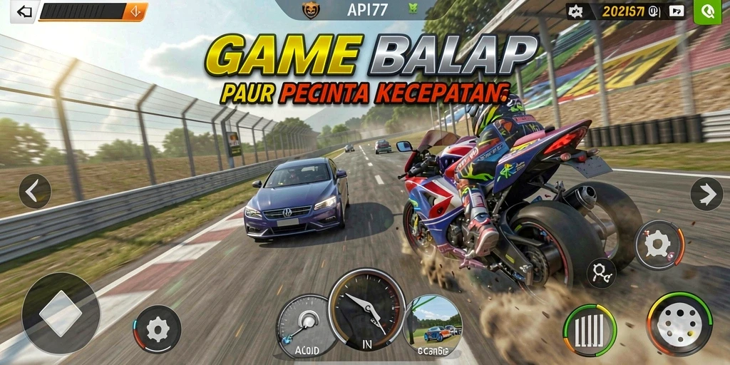 Tampilan menarik dari gameplay balap API77 dengan mobil kencang.