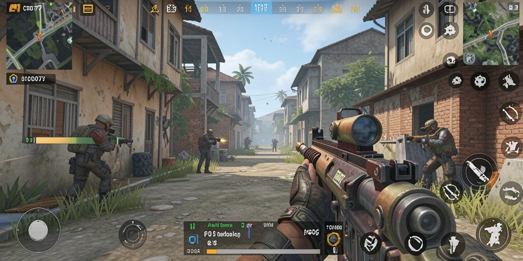Tampilan gameplay C0077 dengan aksi menegangkan di medan perang.