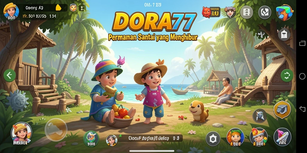 Tampilan gameplay DORA77 yang ceria dan menarik.
