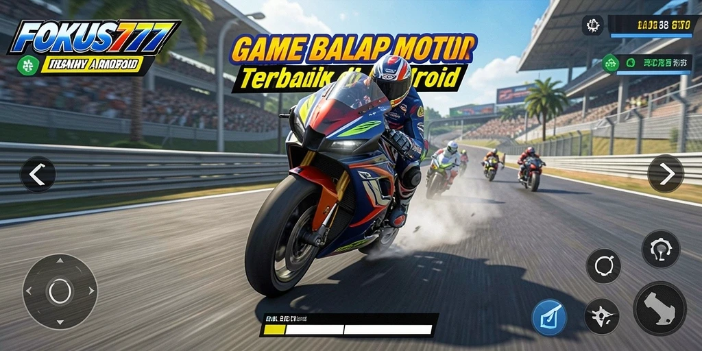Screenshot FOKUS777 menampilkan aksi balapan motor yang mendebarkan.