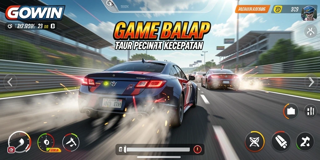 Tampilan balapan yang mendebarkan di GOWIN menunjukkan aksi kecepatan tinggi.