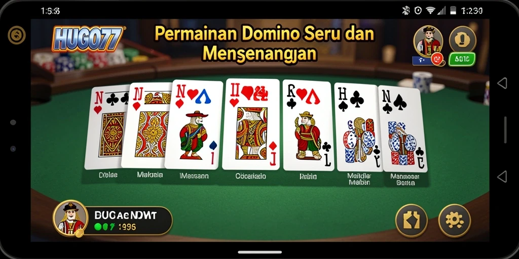 Screenshot menunjukkan gameplay seru HUGO77 dengan tampilan pengguna yang menarik.