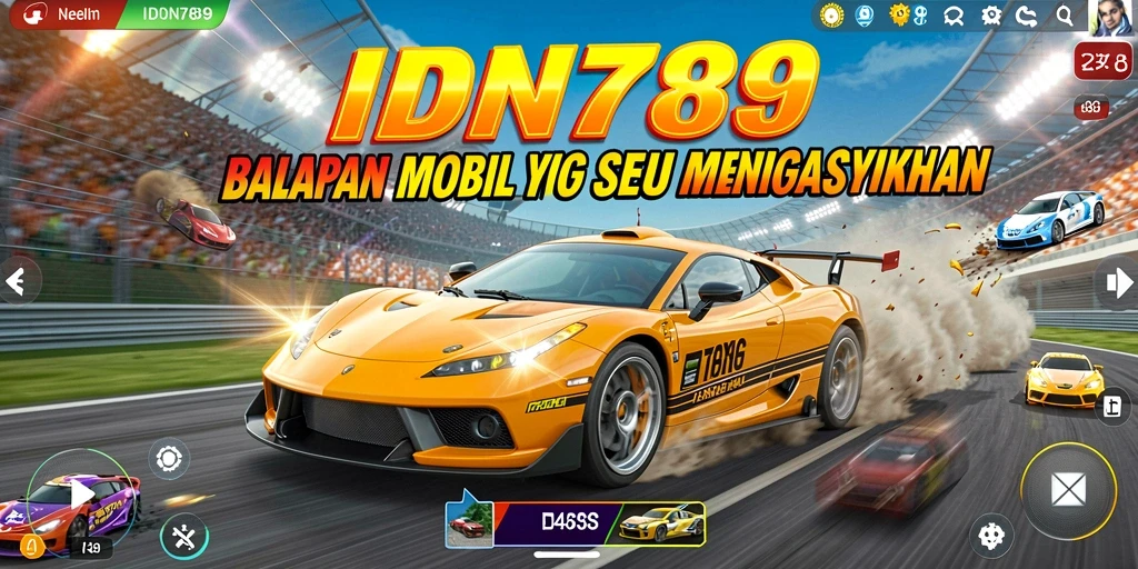 Screenshot gameplay IDN789 yang menunjukkan aksi balapan intens.