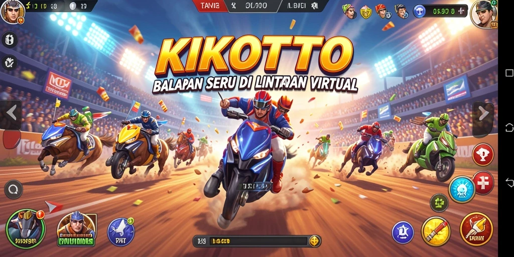 Tampilan utama gameplay KIKOTOTO yang penuh aksi balap.
