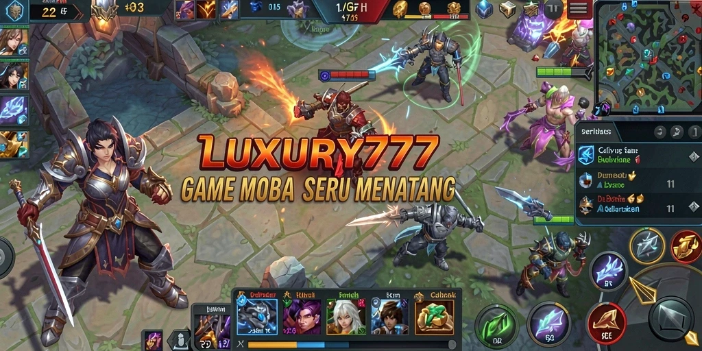 Tampilan gameplay LUXURY777 dengan pertarungan epik di arena.