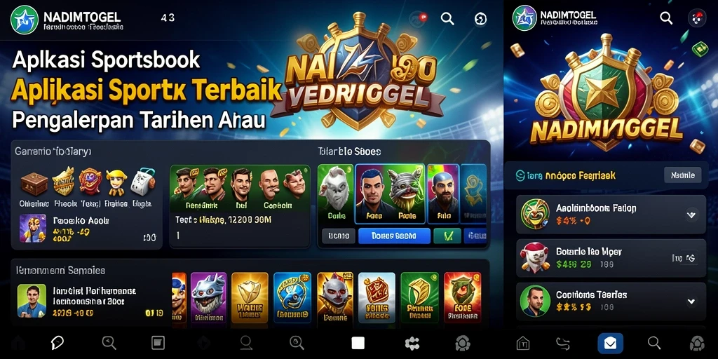Tampilan aplikasi NADIMTOGEL dengan fitur taruhan olahraga yang menarik.