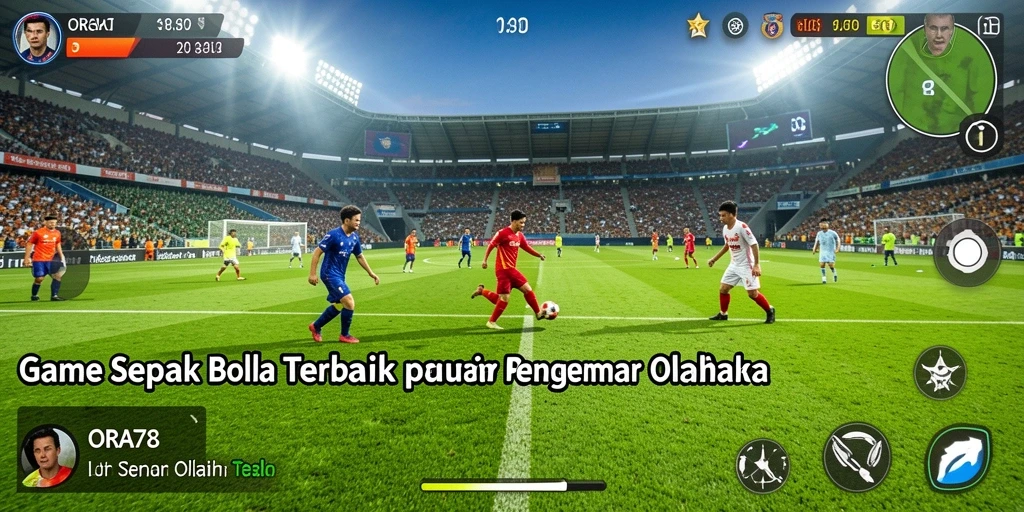 Screenshot gameplay ORA78 menampilkan aksi dramatis dalam pertandingan sepak bola.