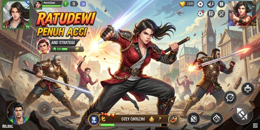 Tangkapan layar permainan <strong>RATUDEWI</strong> menampilkan aksi pertarungan yang mendebarkan.