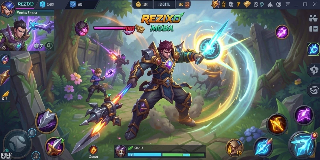 Gambaran gameplay seru di arena MOBA REZIXO.