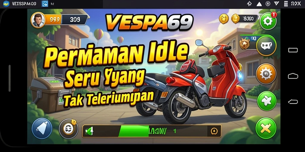 Tampilan gameplay VESPA69 yang menyenangkan dan menghibur.